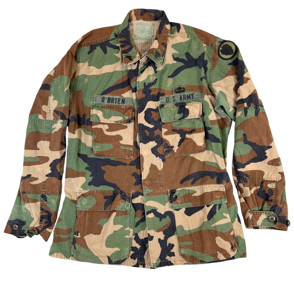 US Army Woodland Camo BDU Jacket Ripstop Medium Regular O'Brien Military Coat